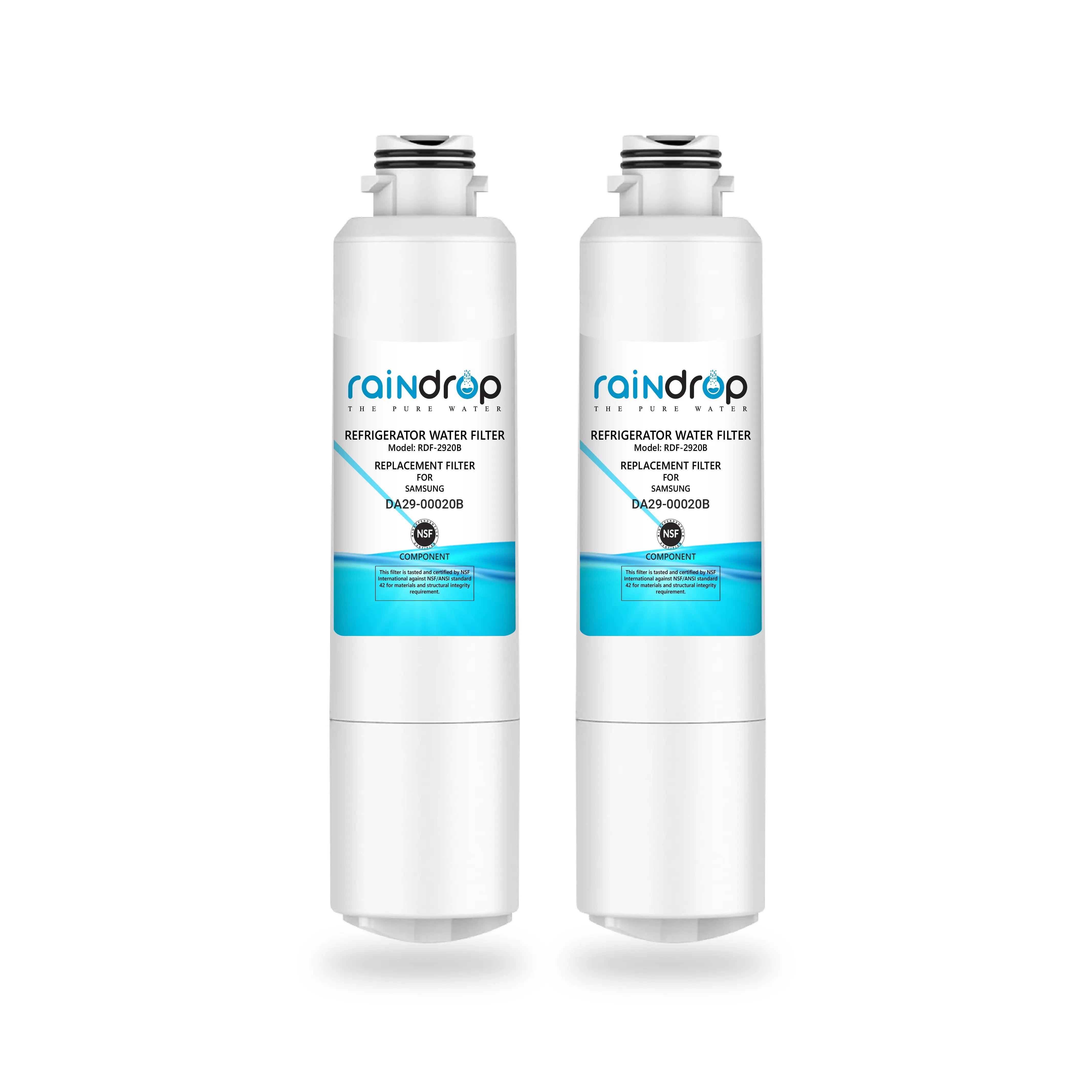 Raindrop RDF-2920B water filter multipack, designed for Samsung DA29-00020B refrigerator replacement.